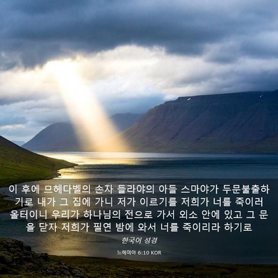 Picture 03 - 느헤미야 6:10 KOR - 이 후에 므헤다벨의 손자 들라야의 - Bible Verse Picture