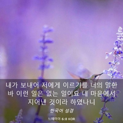 Picture 03 - 느헤미야 6:8 KOR - 내가 보내어 저에게 이르기를 너의 - Bible Verse Picture