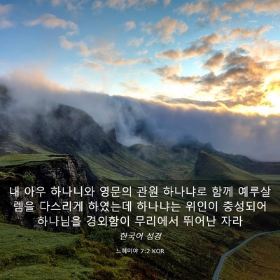 Picture 03 - 느헤미야 7:2 KOR - 내 아우 하나니와 영문의 관원 - Bible Verse Picture