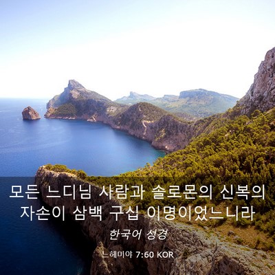 Picture 03 - 느헤미야 7:60 KOR - 모든 느디님 사람과 솔로몬의 신복의 - Bible Verse Picture