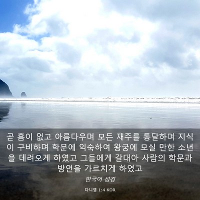 Picture 03 - 다니엘 1:4 KOR - 곧 흠이 없고 아름다우며 모든 - Bible Verse Picture