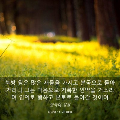 Picture 03 - 다니엘 11:28 KOR - 북방 왕은 많은 재물을 가지고 - Bible Verse Picture