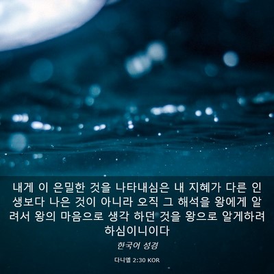Picture 03 - 다니엘 2:30 KOR - 내게 이 은밀한 것을 나타내심은 내 - Bible Verse Picture