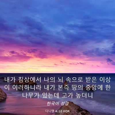 Picture 03 - 다니엘 4:10 KOR - 내가 침상에서 나의 뇌 속으로 받은 - Bible Verse Picture