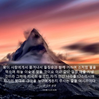 Picture 03 - 다니엘 4:25 KOR - 왕이 사람에게서 쫓겨나서 들짐승과 - Bible Verse Picture