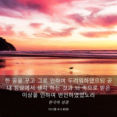 Picture 03 - 다니엘 4:5 KOR - 한 꿈을 꾸고 그로 인하여 - Bible Verse Picture