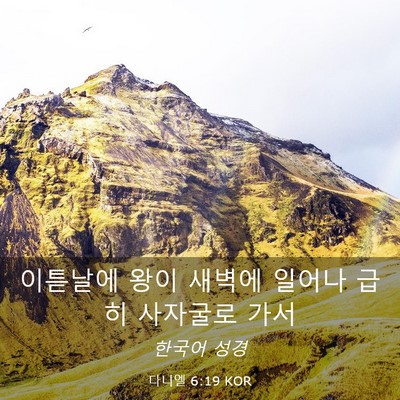 Picture 03 - 다니엘 6:19 KOR - 이튿날에 왕이 새벽에 일어나 급히 - Bible Verse Picture