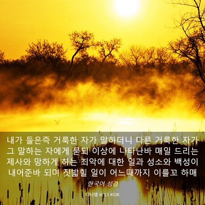 Picture 03 - 다니엘 8:13 KOR - 내가 들은즉 거룩한 자가 말하더니 - Bible Verse Picture