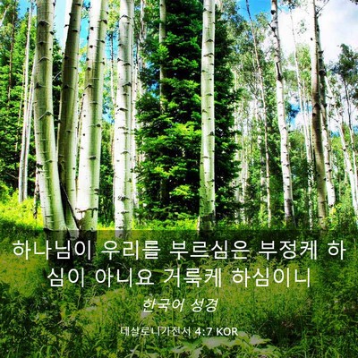 Picture 03 - 데살로니가전서 4:7 KOR - 하나님이 우리를 부르심은 부정케 - Bible Verse Picture