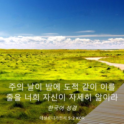Picture 03 - 데살로니가전서 5:2 KOR - 주의 날이 밤에 도적 같이 이를 줄을 - Bible Verse Picture