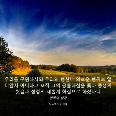 Picture 03 - 디도서 3:5 KOR - 우리를 구원하시되 우리의 행한바 - Bible Verse Picture