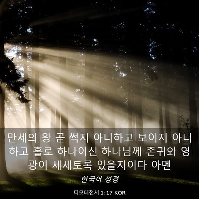 Picture 03 - 디모데전서 1:17 KOR - 만세의 왕 곧 썩지 아니하고 보이지 - Bible Verse Picture