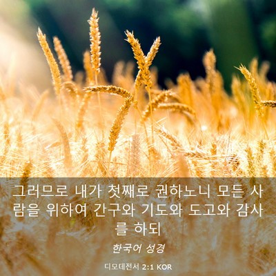 Picture 03 - 디모데전서 2:1 KOR - 그러므로 내가 첫째로 권하노니 모든 - Bible Verse Picture