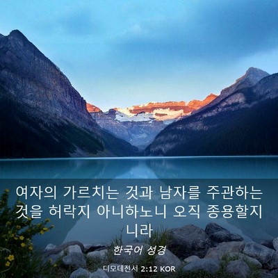 Picture 03 - 디모데전서 2:12 KOR - 여자의 가르치는 것과 남자를 - Bible Verse Picture