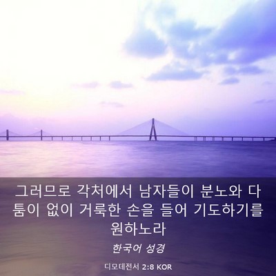 Picture 03 - 디모데전서 2:8 KOR - 그러므로 각처에서 남자들이 분노와 - Bible Verse Picture