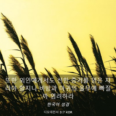 Picture 03 - 디모데전서 3:7 KOR - 또한 외인에게서도 선한 증거를 얻은 - Bible Verse Picture