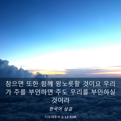 Picture 03 - 디모데후서 2:12 KOR - 참으면 또한 함께 왕노릇할 것이요 - Bible Verse Picture