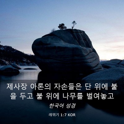Picture 03 - 레위기 1:7 KOR - 제사장 아론의 자손들은 단 위에 - Bible Verse Picture