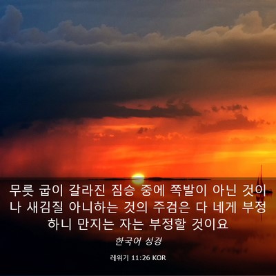 Picture 03 - 레위기 11:26 KOR - 무릇 굽이 갈라진 짐승 중에 쪽발이 - Bible Verse Picture