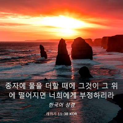 Picture 03 - 레위기 11:38 KOR - 종자에 물을 더할 때에 그것이 그 - Bible Verse Picture