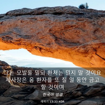 Picture 03 - 레위기 13:33 KOR - 그는 모발을 밀되 환처는 밀지 말 - Bible Verse Picture
