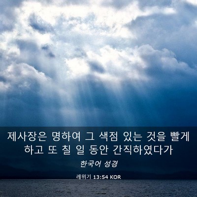 Picture 03 - 레위기 13:54 KOR - 제사장은 명하여 그 색점 있는 것을 - Bible Verse Picture