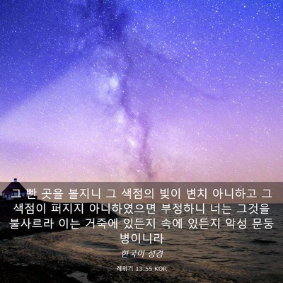 Picture 03 - 레위기 13:55 KOR - 그 빤 곳을 볼지니 그 색점의 빛이 - Bible Verse Picture