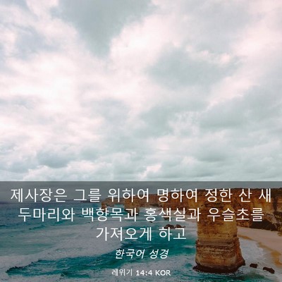 Picture 03 - 레위기 14:4 KOR - 제사장은 그를 위하여 명하여 정한 - Bible Verse Picture