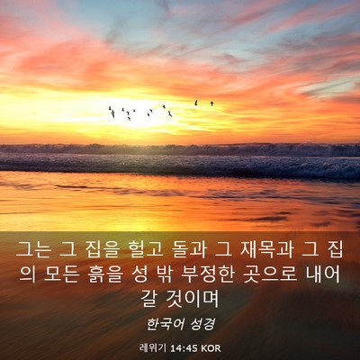 Picture 03 - 레위기 14:45 KOR - 그는 그 집을 헐고 돌과 그 재목과 그 - Bible Verse Picture
