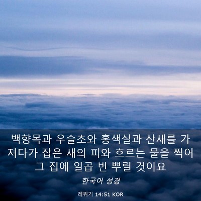 Picture 03 - 레위기 14:51 KOR - 백향목과 우슬초와 홍색실과 산새를 - Bible Verse Picture