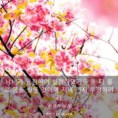 Picture 03 - 레위기 15:18 KOR - 남녀가 동침하여 설정하였거든 둘 다 - Bible Verse Picture
