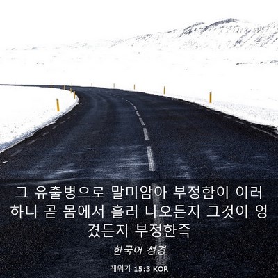 Picture 03 - 레위기 15:3 KOR - 그 유출병으로 말미암아 부정함이 - Bible Verse Picture