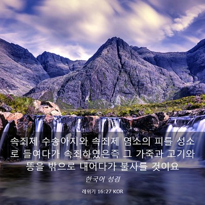 Picture 03 - 레위기 16:27 KOR - 속죄제 수송아지와 속죄제 염소의 - Bible Verse Picture