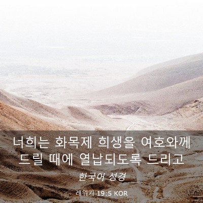 Picture 03 - 레위기 19:5 KOR - 너희는 화목제 희생을 여호와께 드릴 - Bible Verse Picture