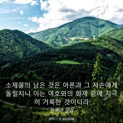 Picture 03 - 레위기 2:10 KOR - 소제물의 남은 것은 아론과 그 - Bible Verse Picture