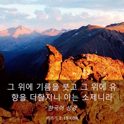 Picture 03 - 레위기 2:15 KOR - 그 위에 기름을 붓고 그 위에 유향을 - Bible Verse Picture