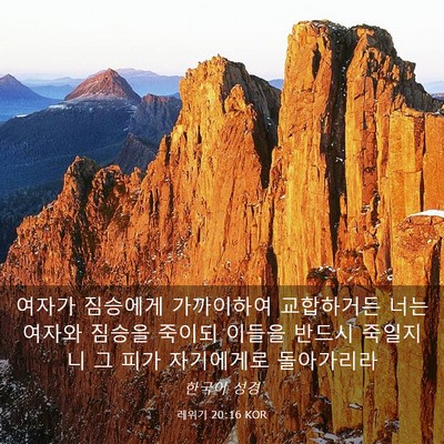 Picture 03 - 레위기 20:16 KOR - 여자가 짐승에게 가까이하여 - Bible Verse Picture