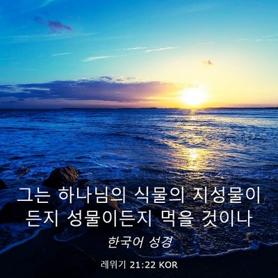 Picture 03 - 레위기 21:22 KOR - 그는 하나님의 식물의 지성물이든지 - Bible Verse Picture