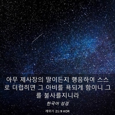 Picture 03 - 레위기 21:9 KOR - 아무 제사장의 딸이든지 행음하여 - Bible Verse Picture