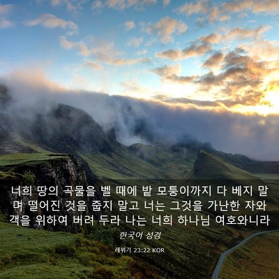 Picture 03 - 레위기 23:22 KOR - 너희 땅의 곡물을 벨 때에 밭 - Bible Verse Picture