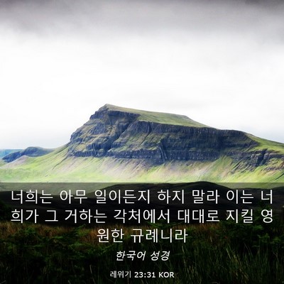 Picture 03 - 레위기 23:31 KOR - 너희는 아무 일이든지 하지 말라 - Bible Verse Picture