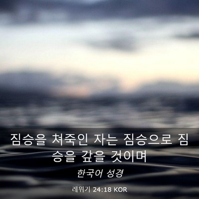 Picture 03 - 레위기 24:18 KOR - 짐승을 쳐죽인 자는 짐승으로 짐승을 - Bible Verse Picture