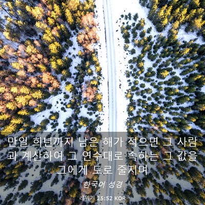 Picture 03 - 레위기 25:52 KOR - 만일 희년까지 남은 해가 적으면 그 - Bible Verse Picture