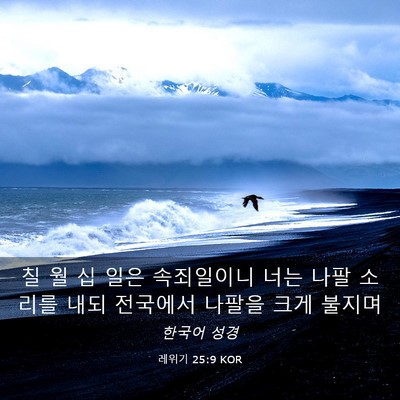 Picture 03 - 레위기 25:9 KOR - 칠 월 십 일은 속죄일이니 너는 나팔 - Bible Verse Picture