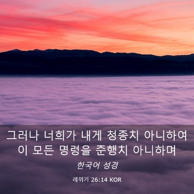 Picture 03 - 레위기 26:14 KOR - 그러나 너희가 내게 청종치 아니하여 - Bible Verse Picture