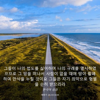 Picture 03 - 레위기 26:43 KOR - 그들이 나의 법도를 싫어하며 나의 - Bible Verse Picture