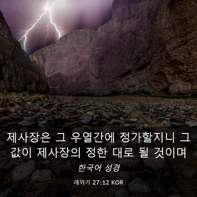 Picture 03 - 레위기 27:12 KOR - 제사장은 그 우열간에 정가할지니 그 - Bible Verse Picture