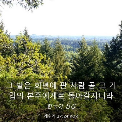 Picture 03 - 레위기 27:24 KOR - 그 밭은 희년에 판 사람 곧 그 기업의 - Bible Verse Picture