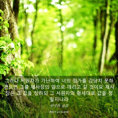 Picture 03 - 레위기 27:8 KOR - 그러나 서원자가 가난하여 너의 - Bible Verse Picture