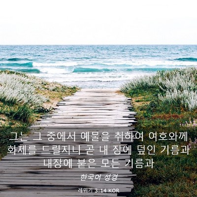 Picture 03 - 레위기 3:14 KOR - 그는 그 중에서 예물을 취하여 - Bible Verse Picture